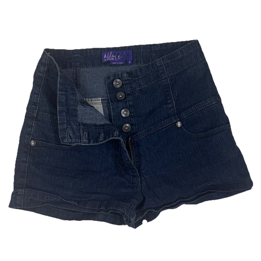 Miley Cyrus‎ Max Azria Jean Shorts Womens Size 9 Low Rise Dark Blue Denim Y2K